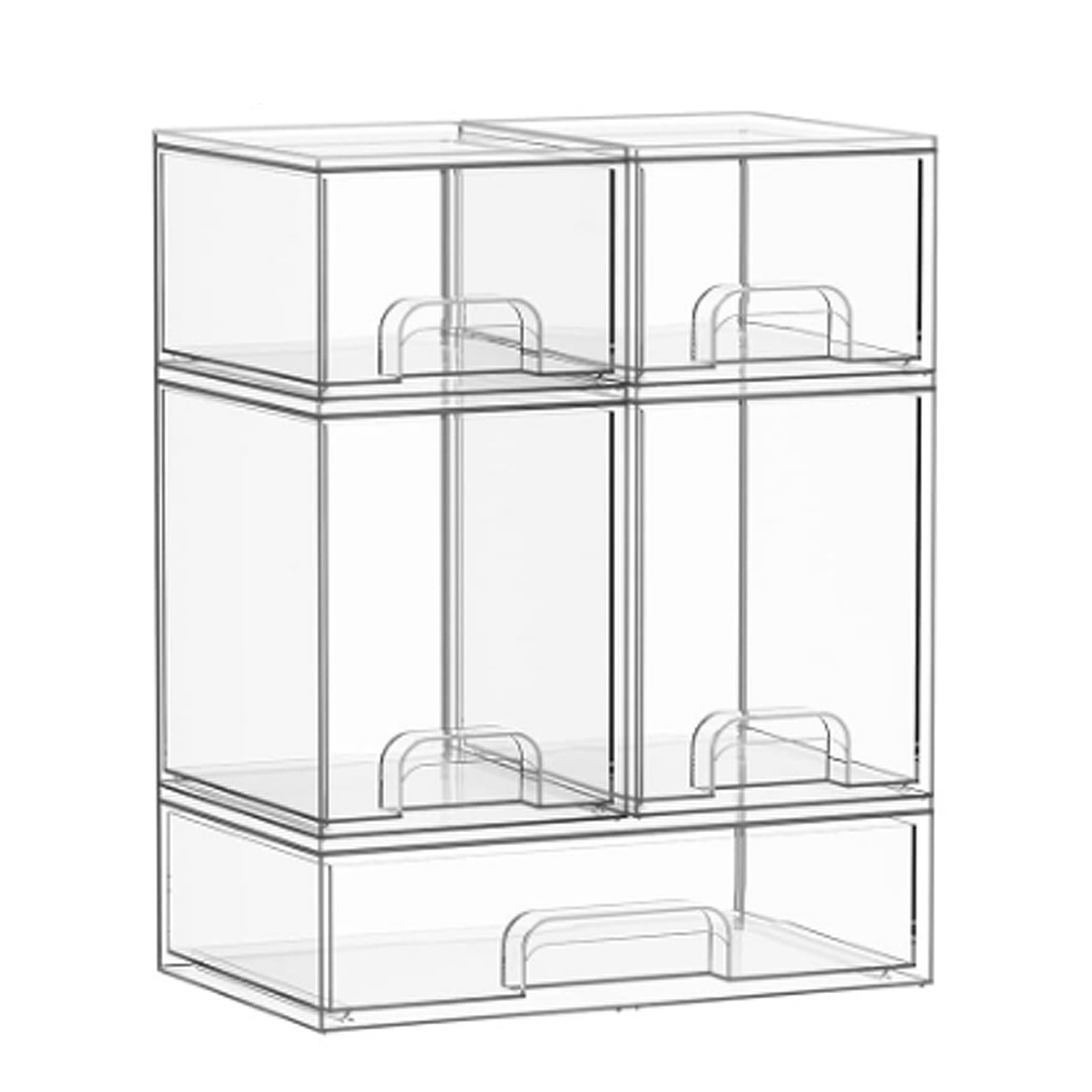 Saccik Bottle Storage Organizer Baby: 5 Pack Acrylic Bottles Station Organizer Container, Stackable Clear Drawers for Countertop, Vanity, Bathroom, Cabinet, Pantry Organization（副本）