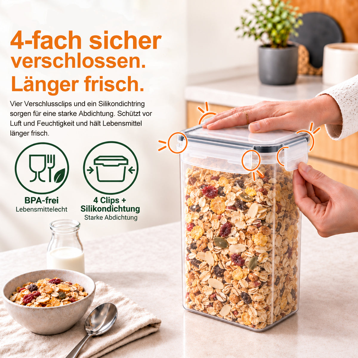 Vorratsdosen 24er Set in 7 Größen, 0,24–2,8 L – Vorratsbehälter für Spaghetti, Mehl, Zucker, Müsli und Reis, Aufbewahrungsboxen für Küche und Vorratsschrank, mit 30 Etiketten und 1 Stift