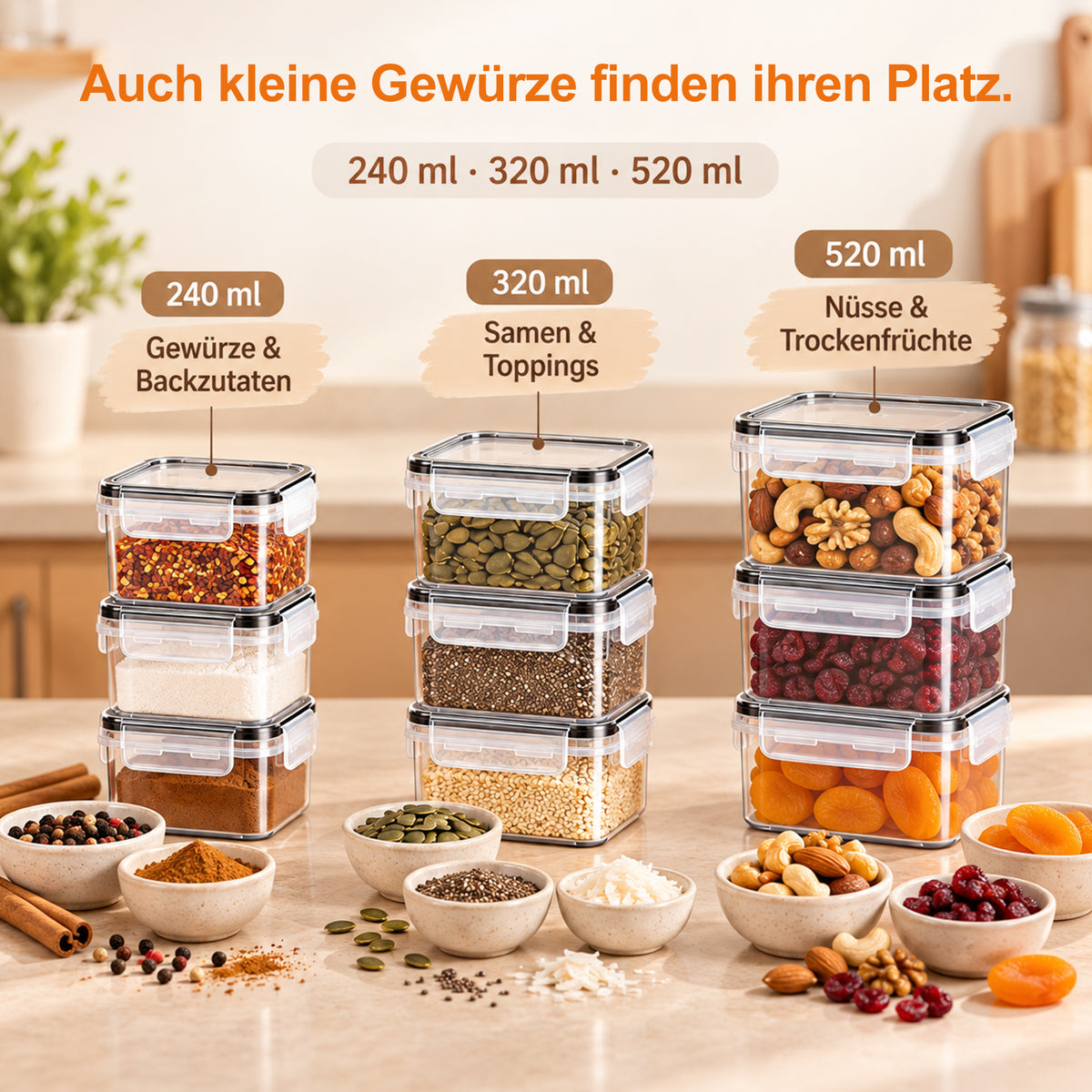 Vorratsdosen 24er Set in 7 Größen, 0,24–2,8 L – Vorratsbehälter für Spaghetti, Mehl, Zucker, Müsli und Reis, Aufbewahrungsboxen für Küche und Vorratsschrank, mit 30 Etiketten und 1 Stift