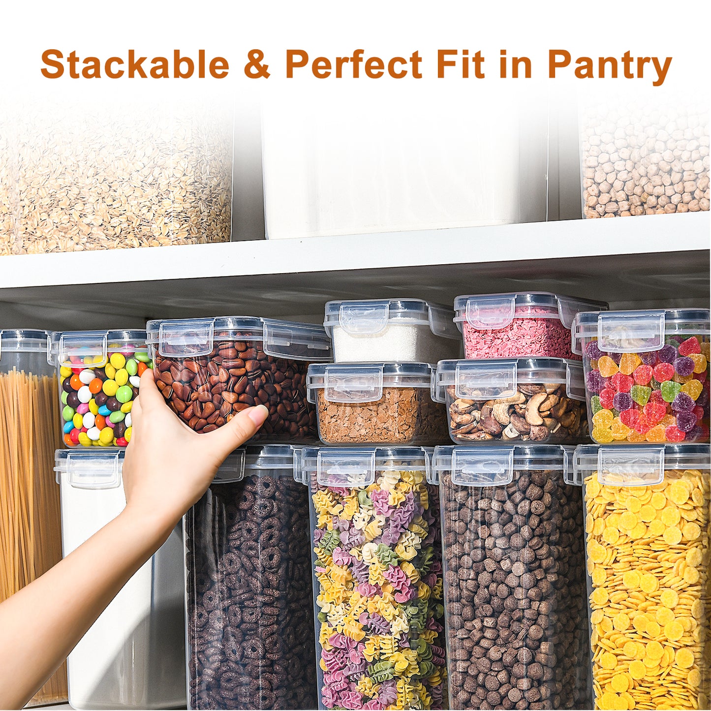 GoMaihe storage containers with lids, airtight storage box: 24-piece storage box kitchen set for flour, cereal, spaghetti