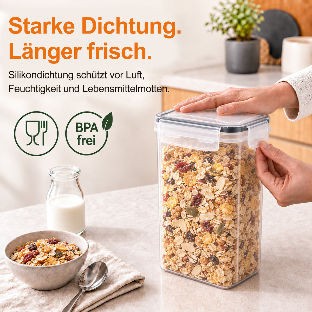28-Piece Set of Storage Containers in 5 Sizes, 0.14–2 L – Storage Containers for Flour, Sugar, Cereal, Rice, and Spices, Storage Boxes for Kitchen and Pantry, with 30 Labels and 1 Pen