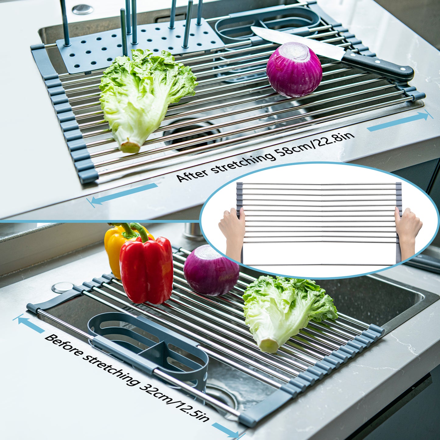 GoMaihe Expandable Roll Up Dish Drying Rack