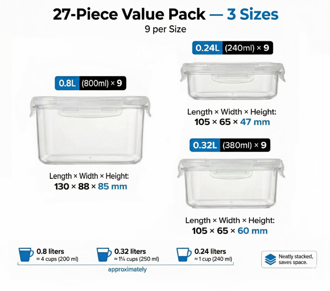 27-Piece Airtight Food Storage Container Set with Lids – Kitchen Pantry Organizer for Flour, Cereal, Sugar, Pasta, BPA-Free Plas