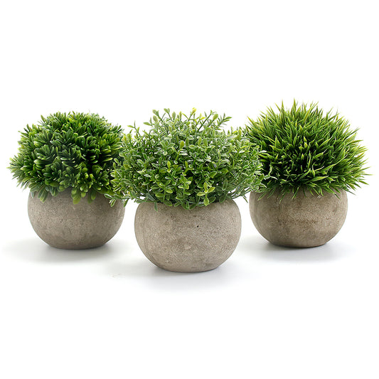 Artificial Plant 3 Pieces with Grey Pot
