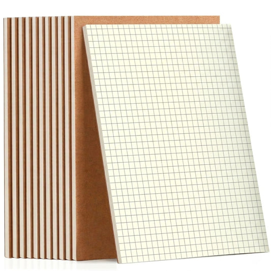 VEESUN 10er Pack Notizbuch A5 Kariert - 30 Blatt Notizheft Kraftpapier Cover - 21x14 cm Schreibblock Kladde - Kompaktes Bullet Journal & Schulheft im Karton