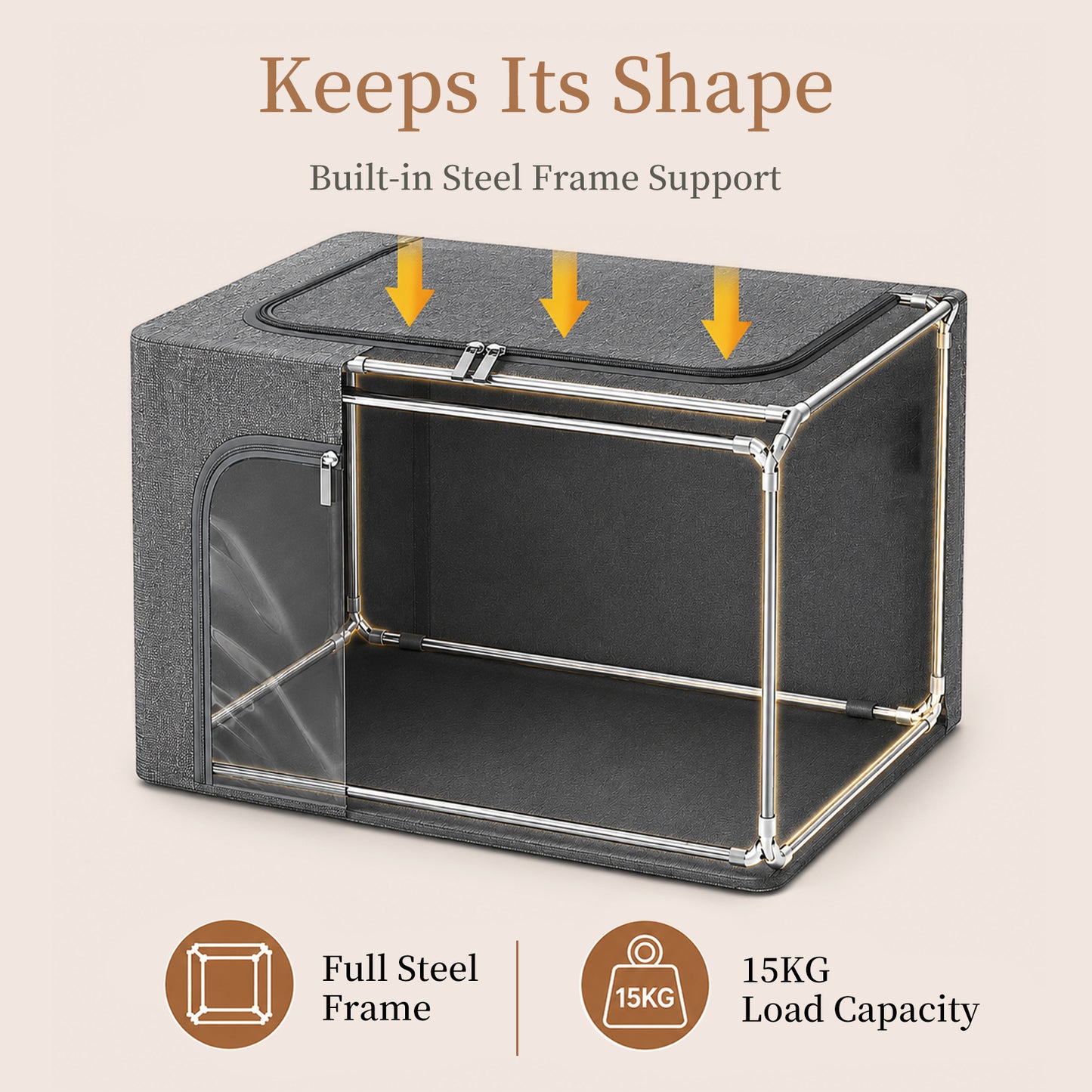 GoMaihe 3-Opening Clothes Storage Bins with Metal Frame for Closet Organizer