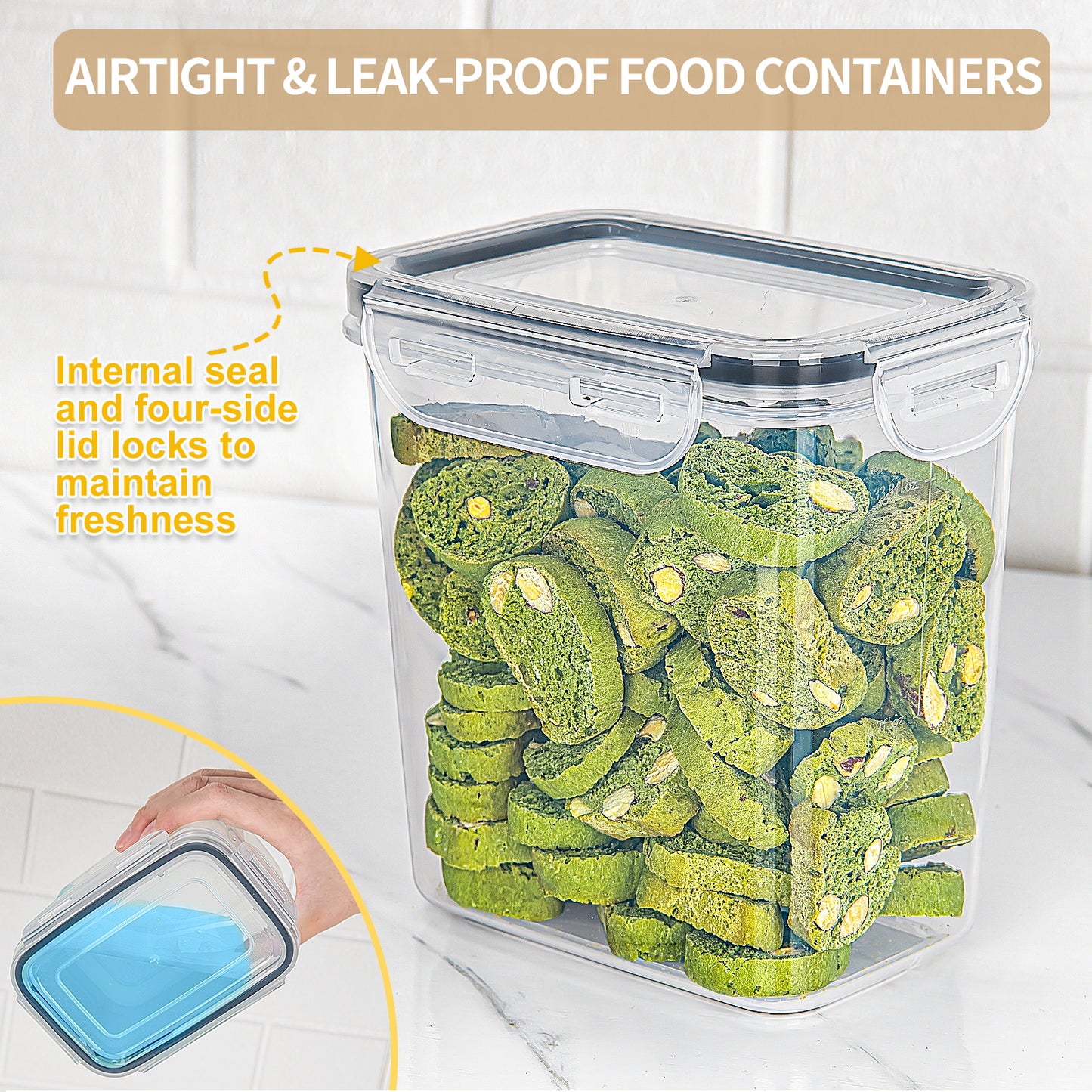 24-Piece Airtight Food Storage Containers Set – BPA-Free Kitchen Storage Boxes with Lids for Flour, Cereal, Pasta, Spaghetti, Dr