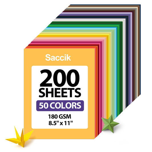 200 Sheets Colored Cardstock 8.5" x 11", 50 Assorted for DIY Crafts, Cricut, Kids School Supplies, Party Decorations (180GSM/65LB)