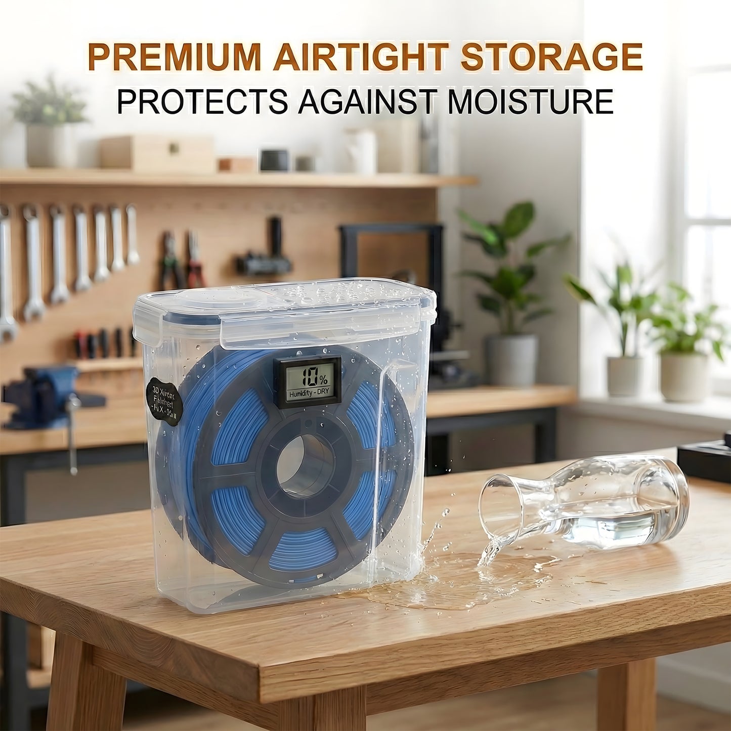 Food Storage Containers 6-Pack 4L Airtight with Lids – Filament Box for 3D Printer Filament Spools, BPA-Free Storage Boxes with Filament Outlet, Labels & Marker