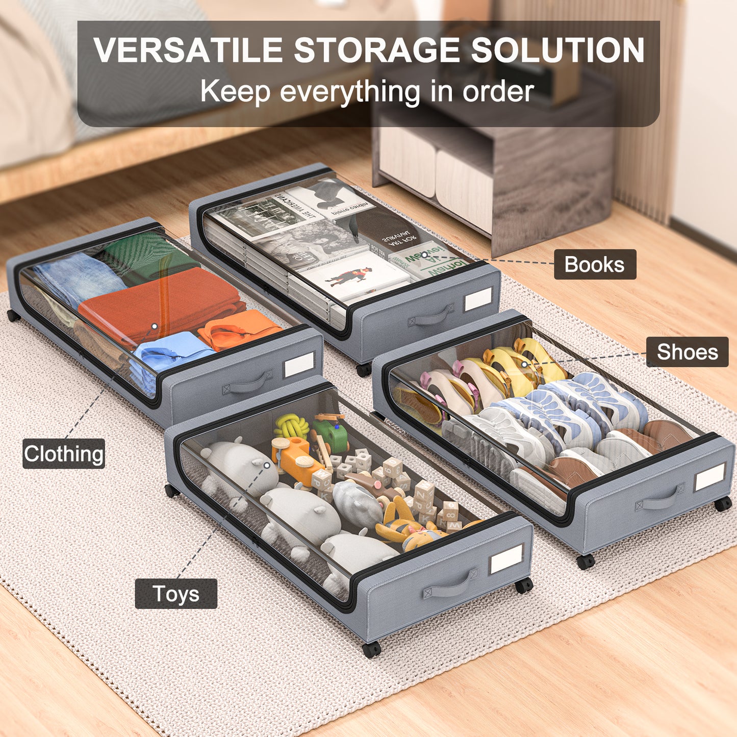 GoMaihe Under Bed Storage Container with Wheels (Set of 2)
