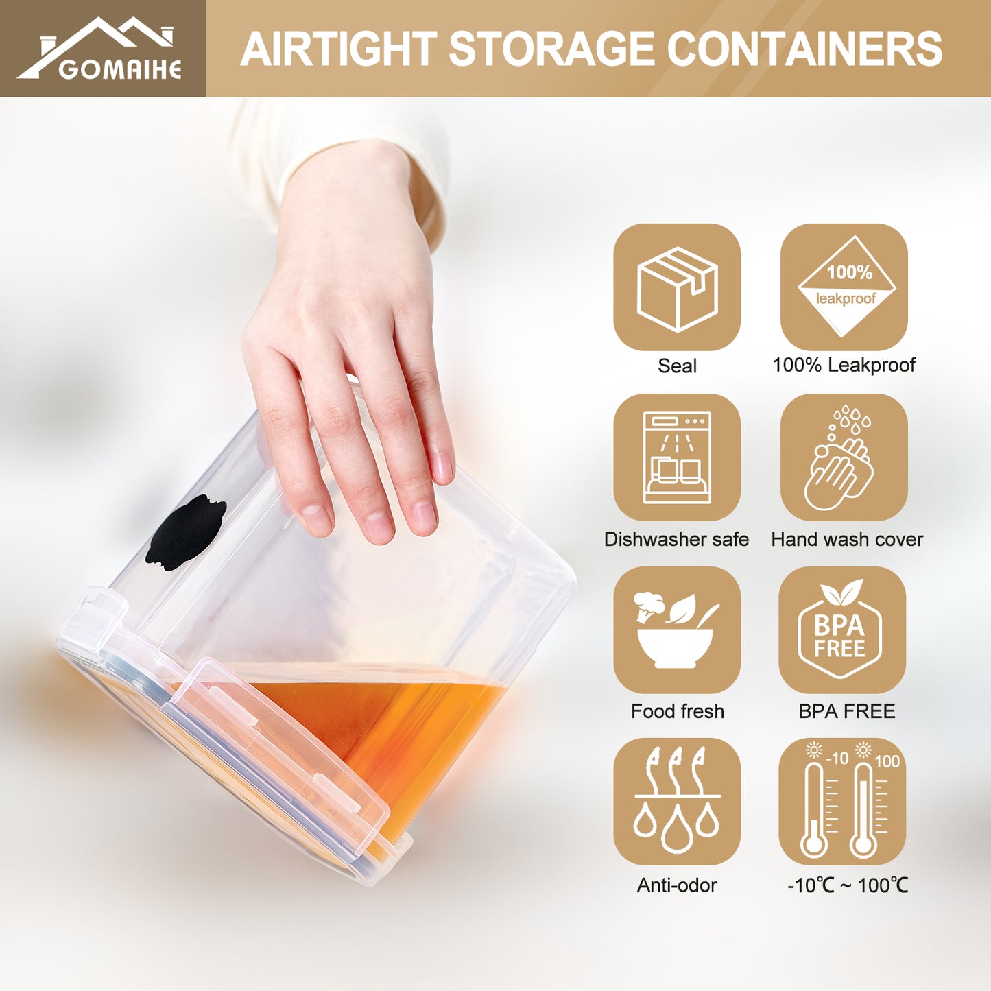 GoMaihe storage containers with lids, airtight storage box: 27-piece storage box kitchen set for flour, cereal, sugar