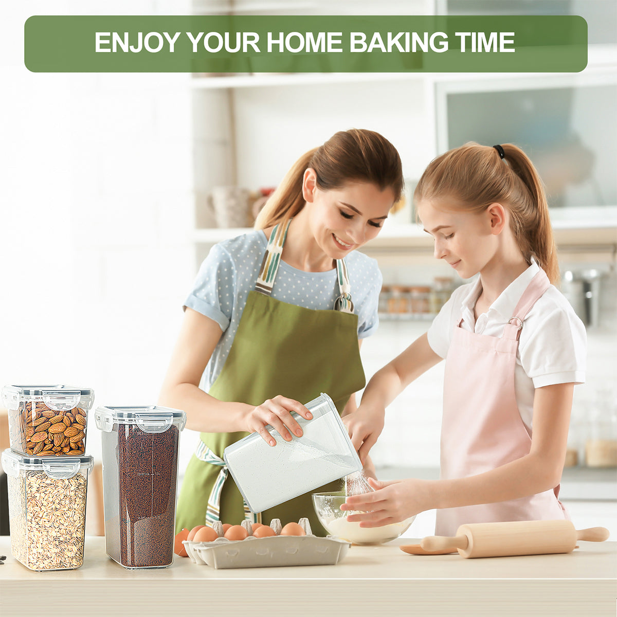 Airtight Food Storage Container Set 28-Piece – BPA-Free Kitchen Pantry Organiser with Lids, Clear Plastic Boxes for Cereal, Flou