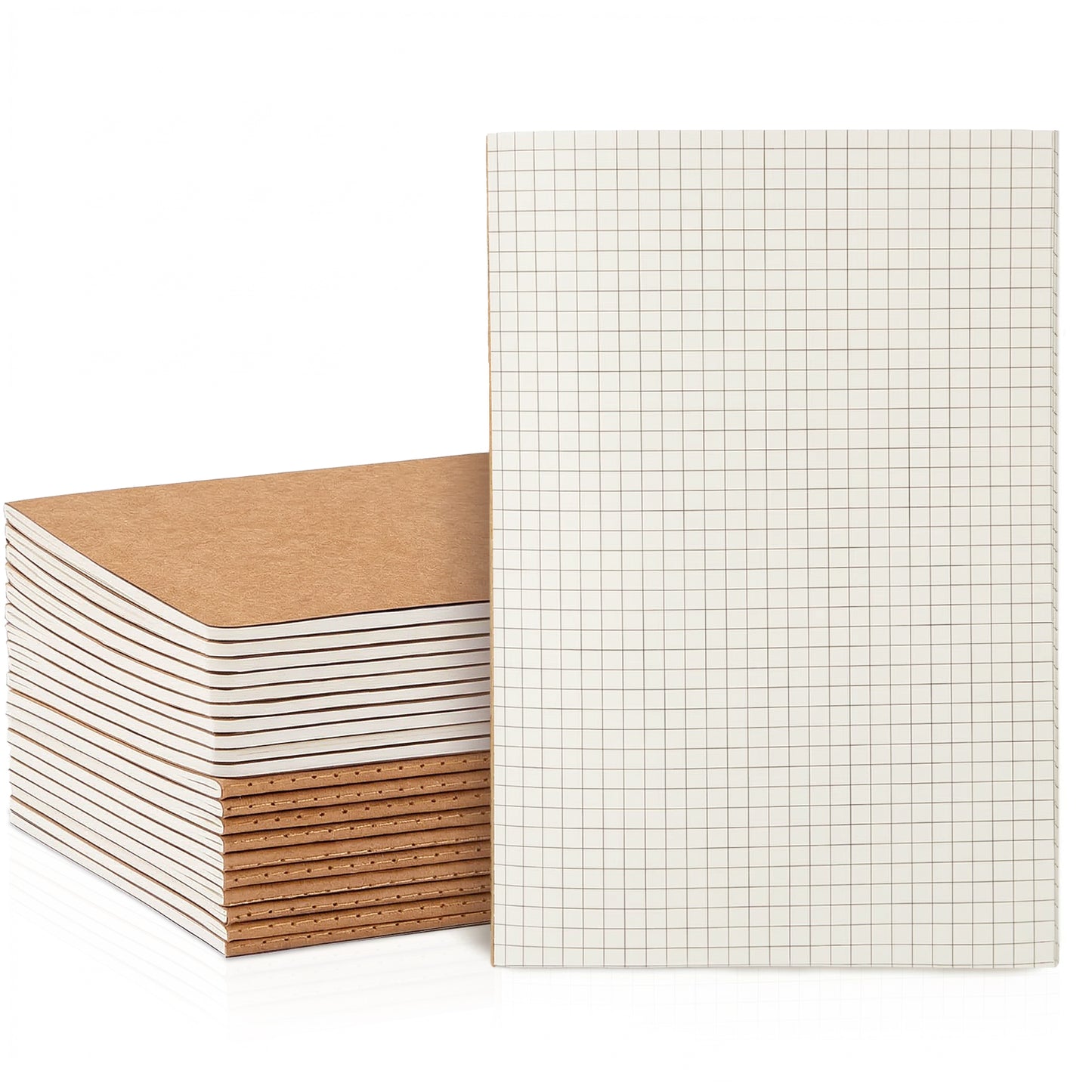 VEESUN 20er Pack Notizbuch A5 Kariert - 30 Blatt Notizheft Kraftpapier Cover - 21x14 cm Schreibblock Kladde - Kompaktes Bullet Journal & Schulheft im Karton