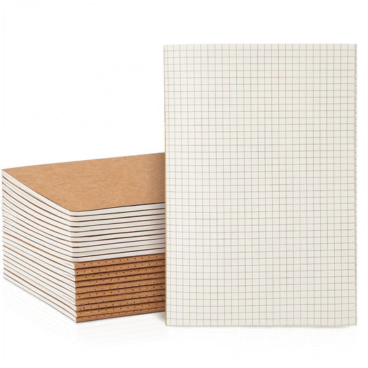 VEESUN 20er Pack Notizbuch A5 Kariert - 30 Blatt Notizheft Kraftpapier Cover - 21x14 cm Schreibblock Kladde - Kompaktes Bullet Journal & Schulheft im Karton