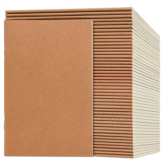 VEESUN 50er Pack Notizbuch A5 Kariert - 30 Blatt Notizheft Kraftpapier Cover - 21x14 cm Schreibblock Kladde - Kompaktes Bullet Journal & Schulheft im Karton