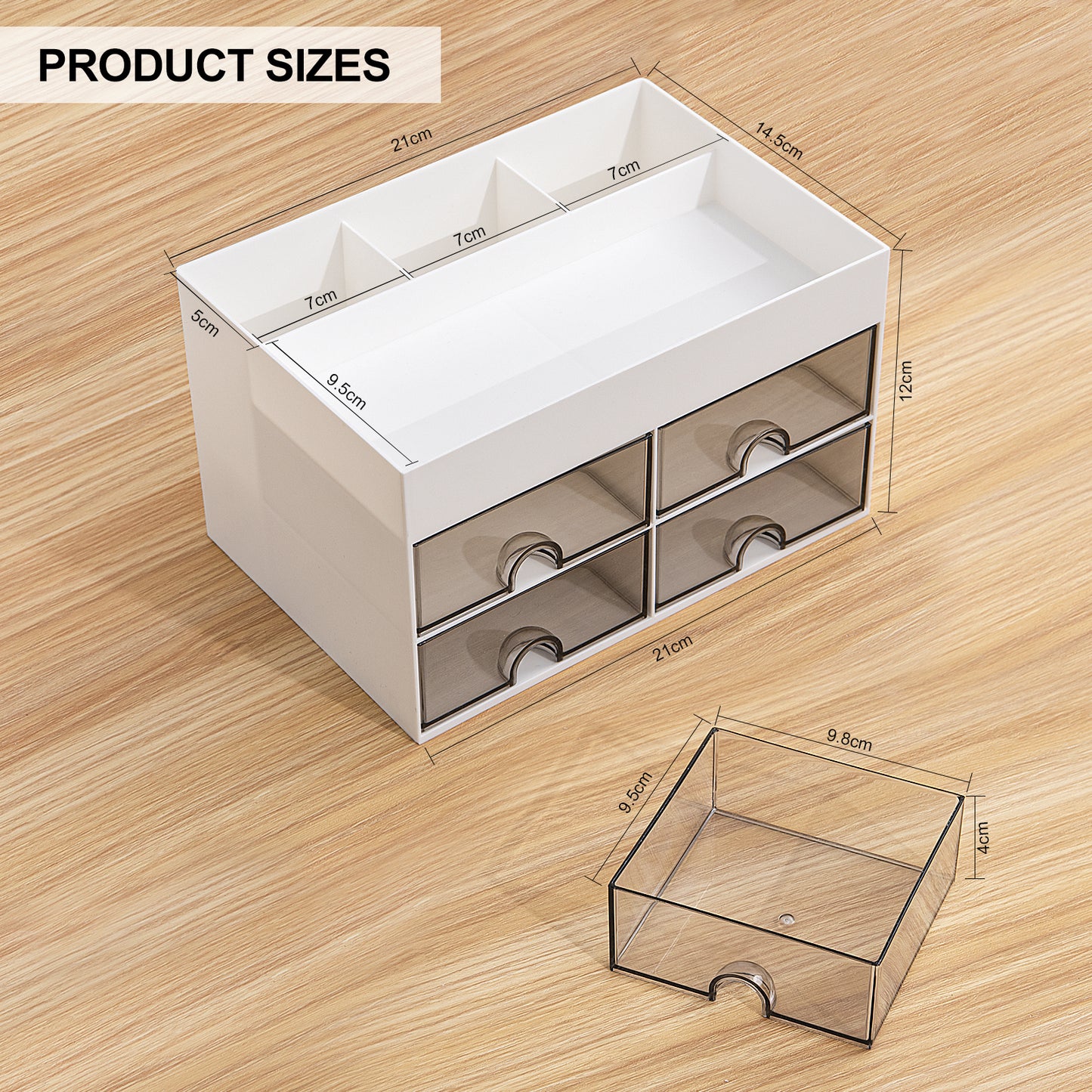 Gomaihe 4 Drawers Desk Organizer (White)