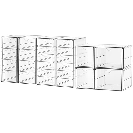 SortNStore Schreibtisch Organizer with 24 Schubladen: 6er-Set Make up Organizer mit Anti-Rutsch-Pads | Stapelbare Schubladenbox für Kosmetik, Bürobedarf, Werkzeug, Bausteine