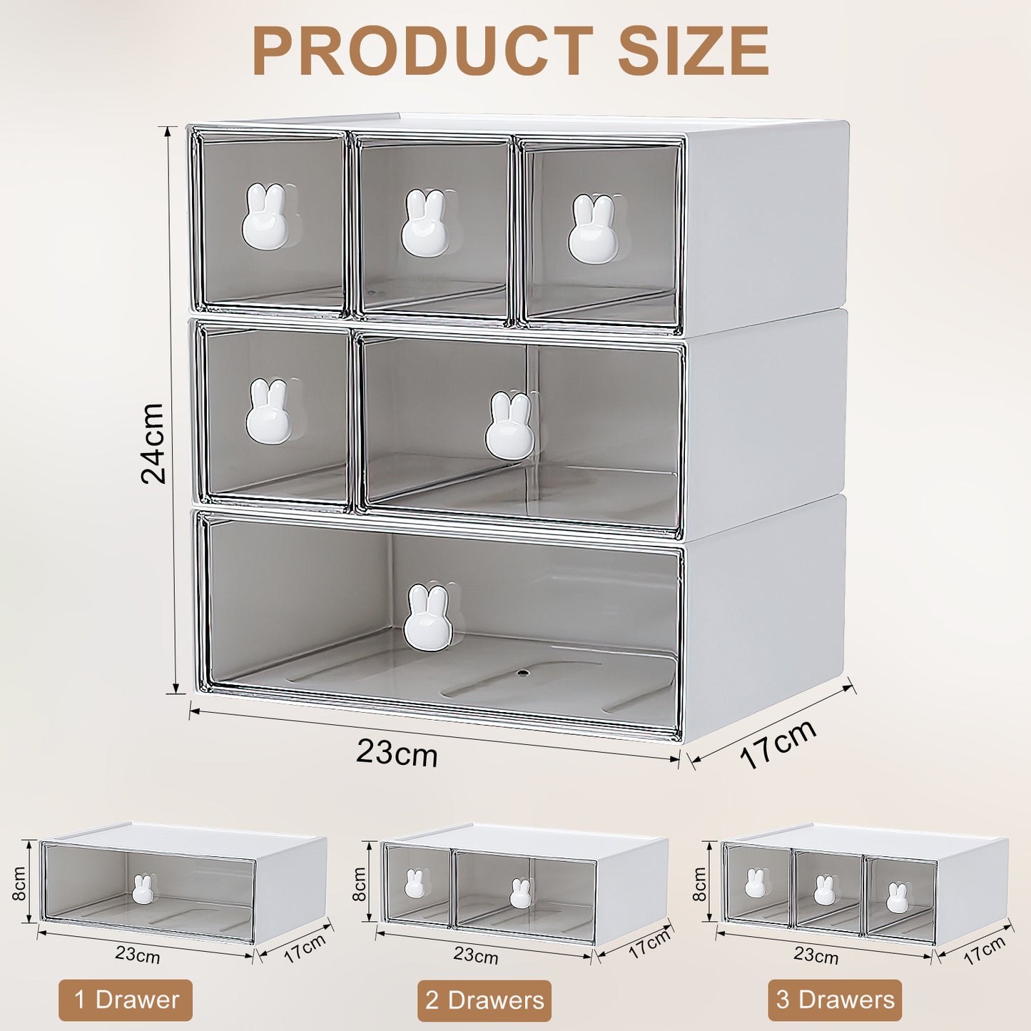 GoMaihe 3 pièces organisateur de bureau empilable avec tiroirs boîte de rangement de tiroir multifonctionnelle (L)